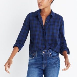 Madewell Wrap-Front Shirt in Arion blue Plaid
